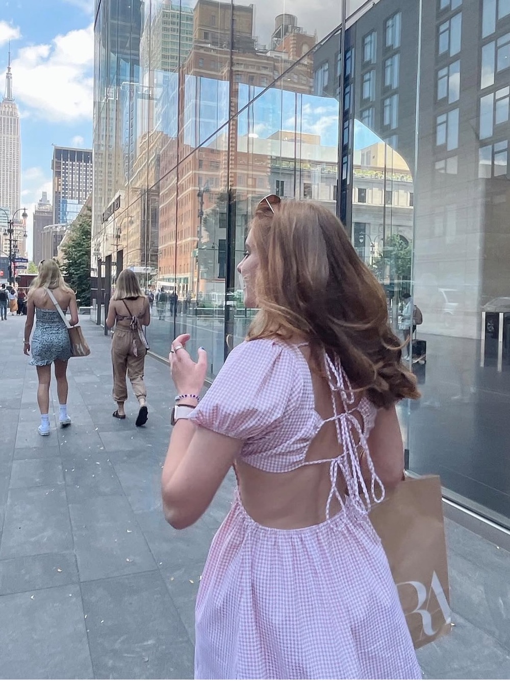 Pink Gingham Open-Back Sundress - Women